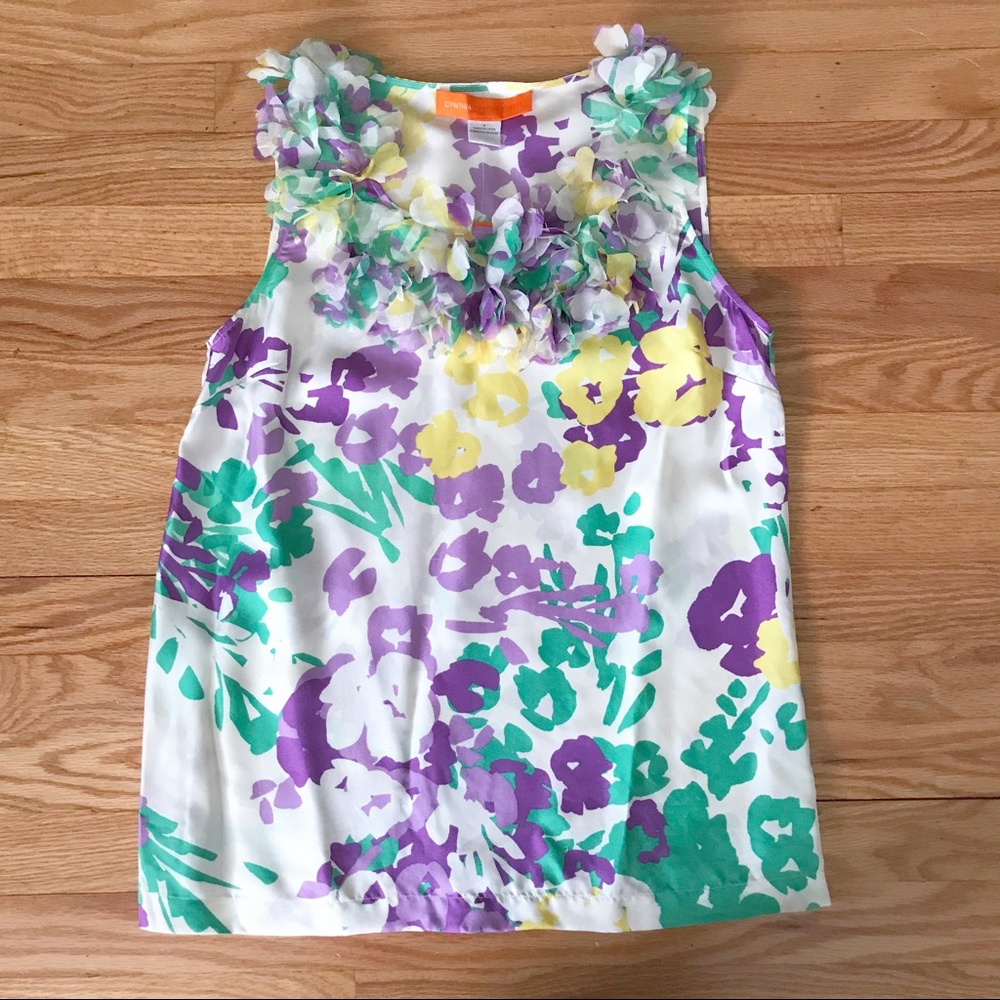 Cynthia Steffe pastel floral silk blouse
